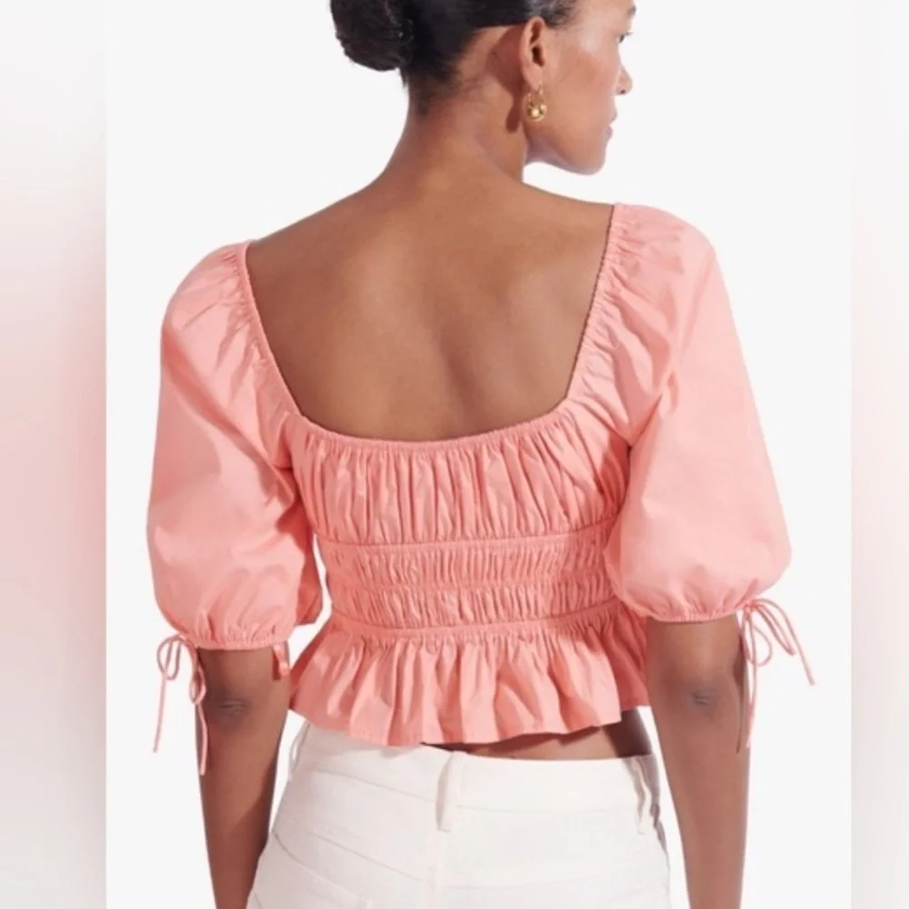 Staud Cotton Poplin Puff-Sleeve Faye Top